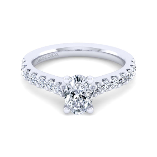 14K White Gold Oval Diamond Engagement Ring