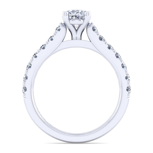 14K White Gold Oval Diamond Engagement Ring