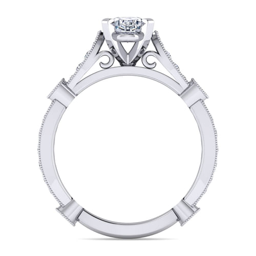 14K White Gold Oval Diamond Engagement Ring