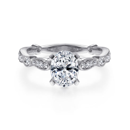 Gabriel - 14K White Gold Oval Diamond Engagement Ring