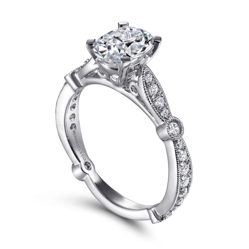 14K White Gold Oval Diamond Engagement Ring