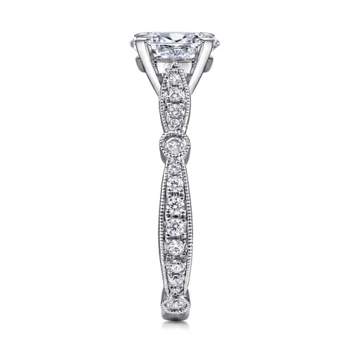 14K White Gold Oval Diamond Engagement Ring