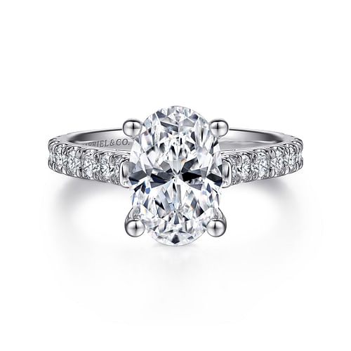14K White Gold Oval Diamond Engagement Ring