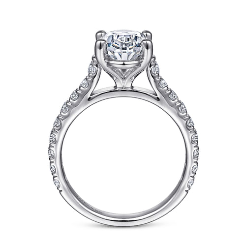 14K White Gold Oval Diamond Engagement Ring