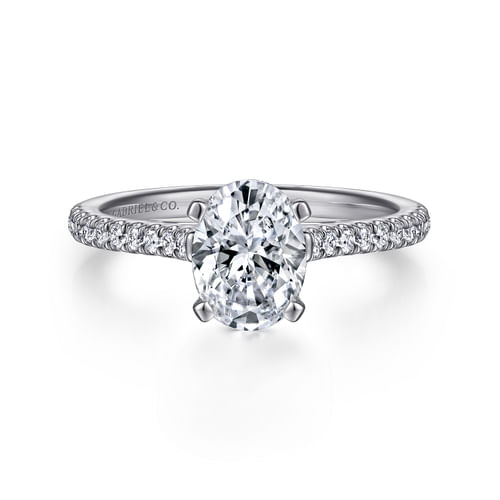 14K White Gold Oval Diamond Engagement Ring