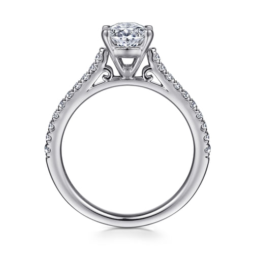 14K White Gold Oval Diamond Engagement Ring