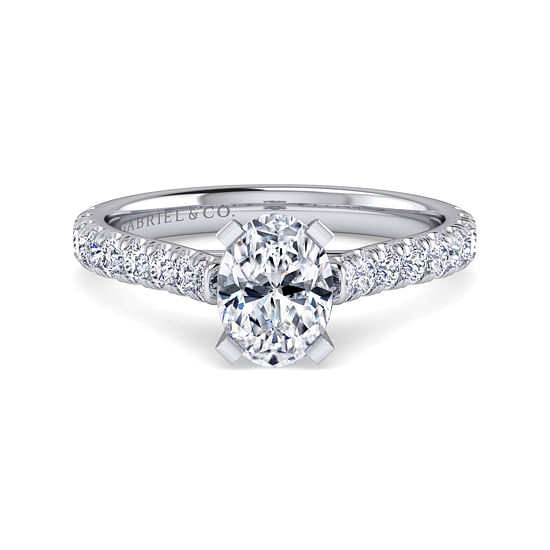Gabriel - 14K White Gold Oval Diamond Engagement Ring