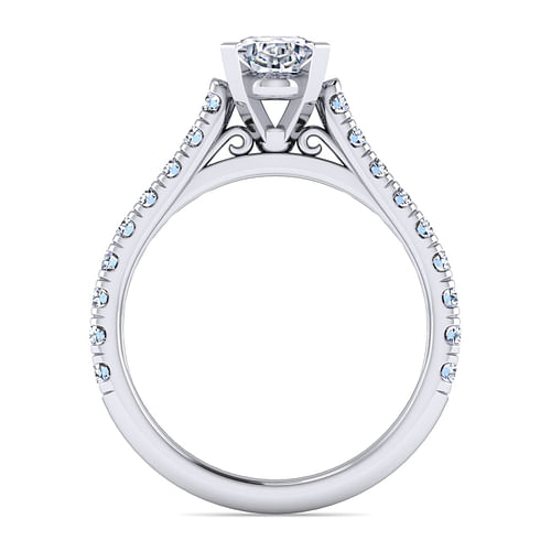 14K White Gold Oval Diamond Engagement Ring