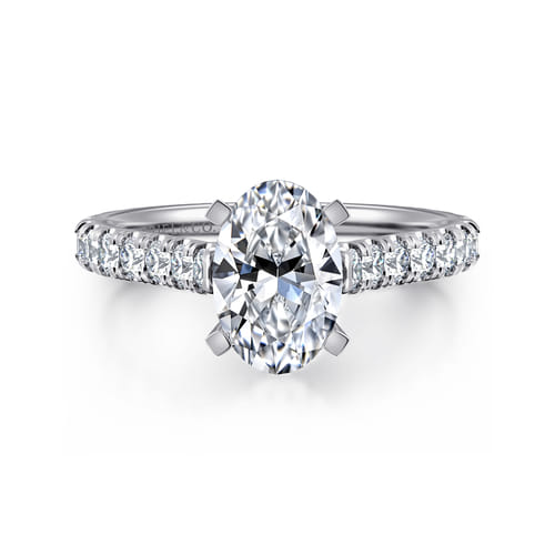 14K White Gold Oval Diamond Engagement Ring