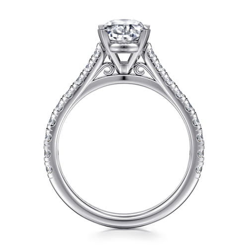 14K White Gold Oval Diamond Engagement Ring