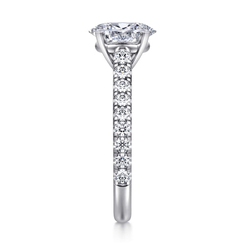 14K White Gold Oval Diamond Engagement Ring