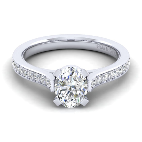 Gabriel - 14K White Gold Oval Diamond Engagement Ring