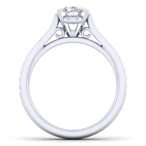 14K White Gold Oval Diamond Engagement Ring