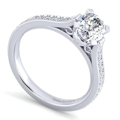 14K White Gold Oval Diamond Engagement Ring