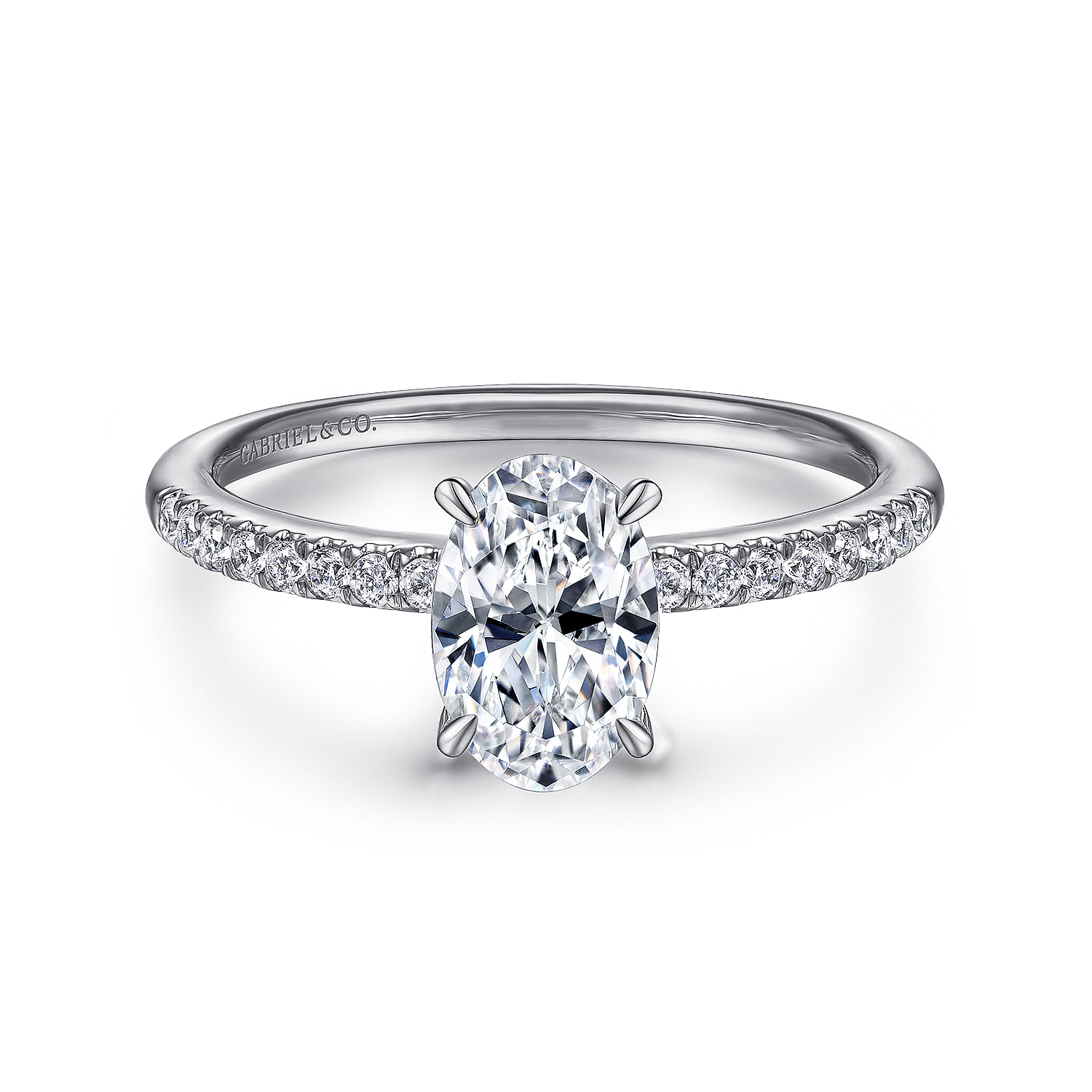 Gabriel - 14K White Gold Oval Diamond Engagement Ring