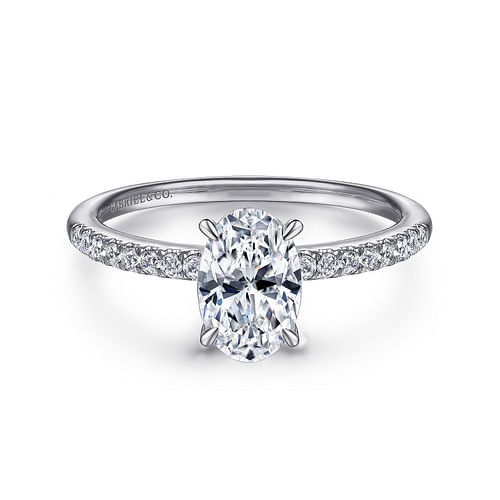 14K White Gold Oval Diamond Engagement Ring