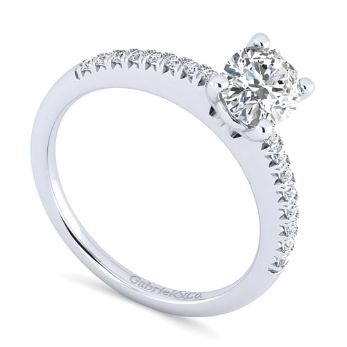 14K White Gold Oval Diamond Engagement Ring