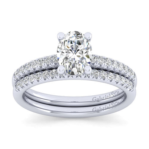 14K White Gold Oval Diamond Engagement Ring