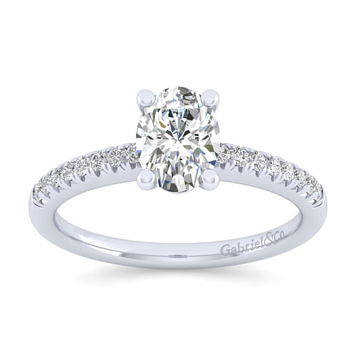 14K White Gold Oval Diamond Engagement Ring