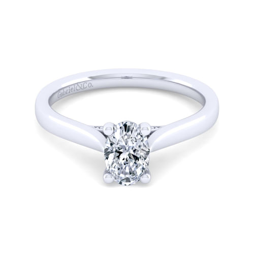 14K White Gold Oval Diamond Engagement Ring