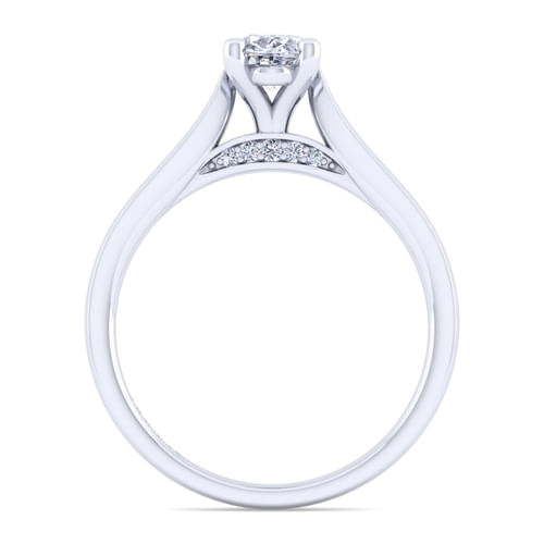 14K White Gold Oval Diamond Engagement Ring
