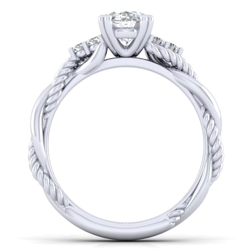 14K White Gold Oval Diamond Engagement Ring