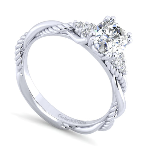 14K White Gold Oval Diamond Engagement Ring