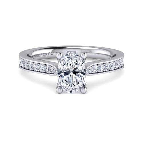 14K White Gold Oval Diamond Engagement Ring