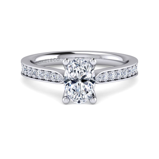 Gabriel - 14K White Gold Oval Diamond Engagement Ring
