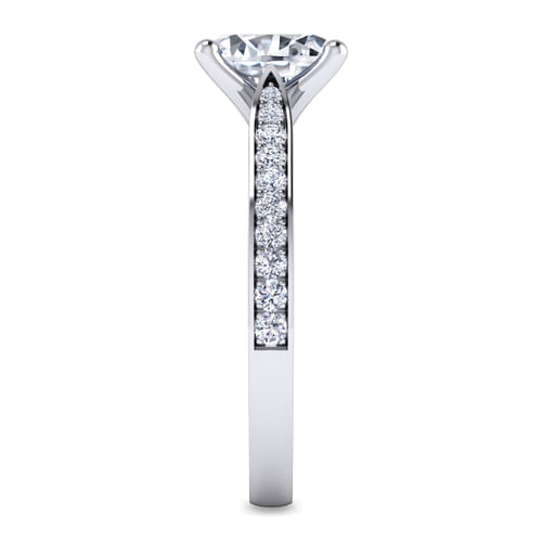 14K White Gold Oval Diamond Engagement Ring