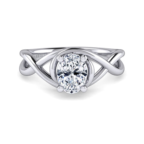 14K White Gold Oval Diamond Engagement Ring