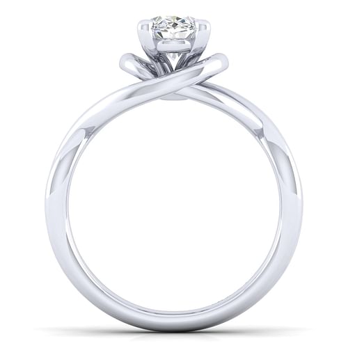 14K White Gold Oval Diamond Engagement Ring