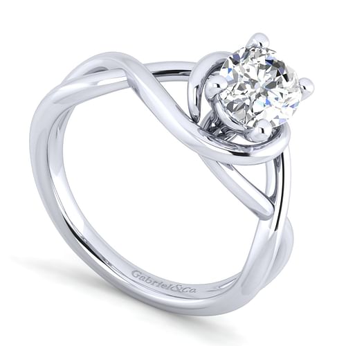 14K White Gold Oval Diamond Engagement Ring