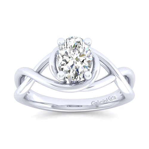 14K White Gold Oval Diamond Engagement Ring