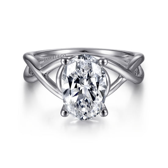 Gabriel - 14K White Gold Oval Diamond Engagement Ring