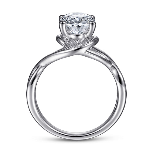 14K White Gold Oval Diamond Engagement Ring