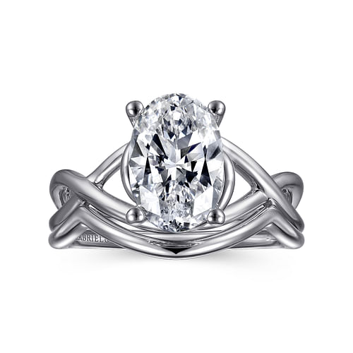 14K White Gold Oval Diamond Engagement Ring