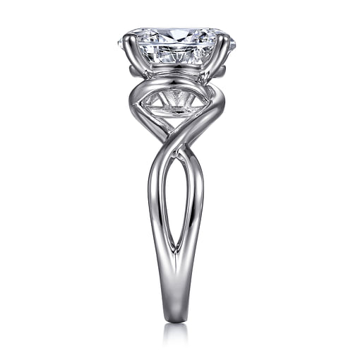 14K White Gold Oval Diamond Engagement Ring