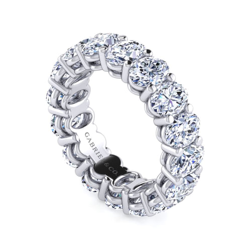 14K White Gold Oval Diamond Eternity Band
