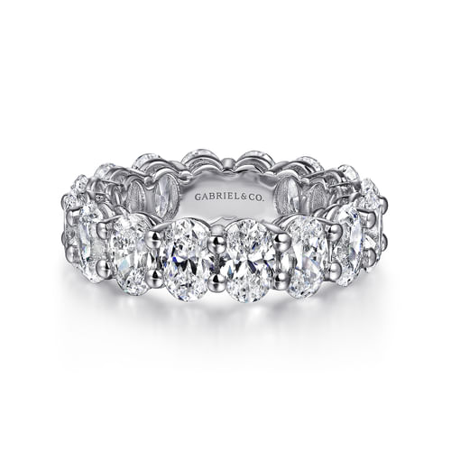 14K White Gold Oval Diamond Eternity Band