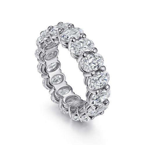 14K White Gold Oval Diamond Eternity Band