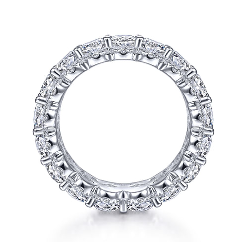 14K White Gold Oval Diamond Halo Eternity Band