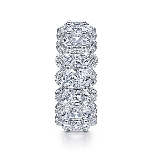14K White Gold Oval Diamond Halo Eternity Band