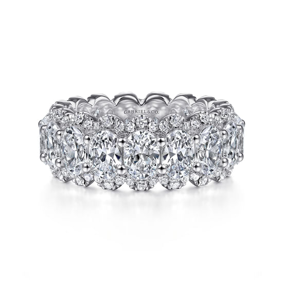Gabriel - 14K White Gold Oval Diamond Halo Eternity Band