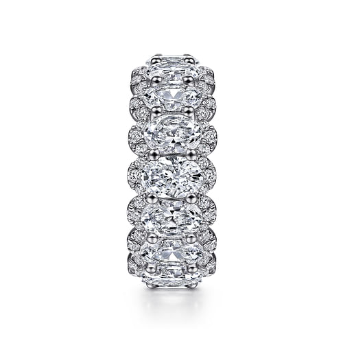 14K White Gold Oval Diamond Halo Eternity Band