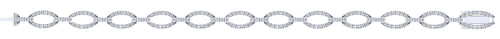 14K White Gold Oval Diamond Link Tennis Bracelet