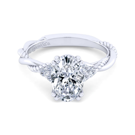 Gabriel - 14K White Gold Oval Diamond Twisted Engagement Ring