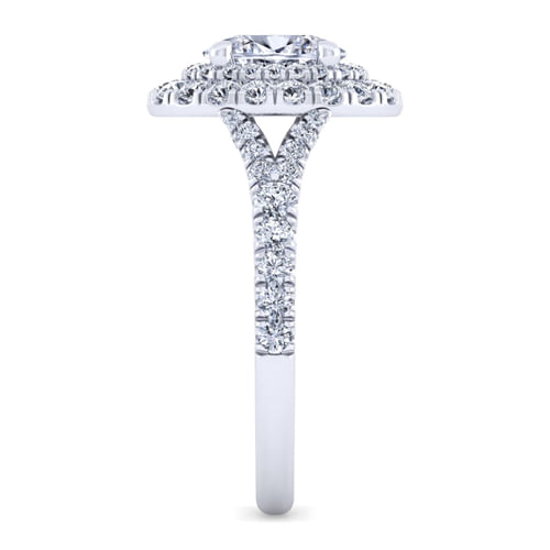 14K White Gold Oval Double Halo Diamond Engagement Ring