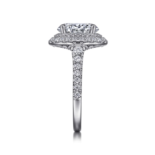 14K White Gold Oval Double Halo Diamond Engagement Ring