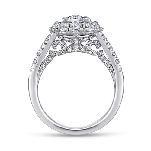 14K White Gold Oval Double Halo Diamond Engagement Ring